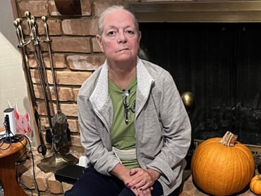 Connie Hulbert relaxes at home after inpatient rehabilitation.